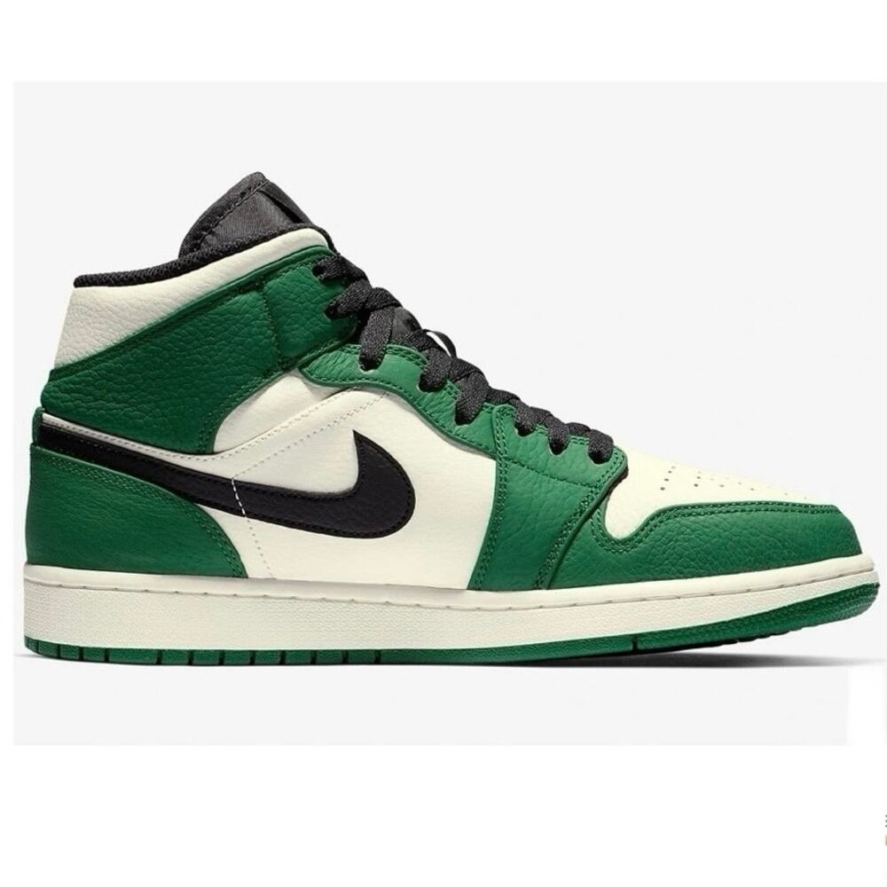 GUC Nike Mens Air Jordan 1 Mid Pine Green Sail Black. Size 12 US.